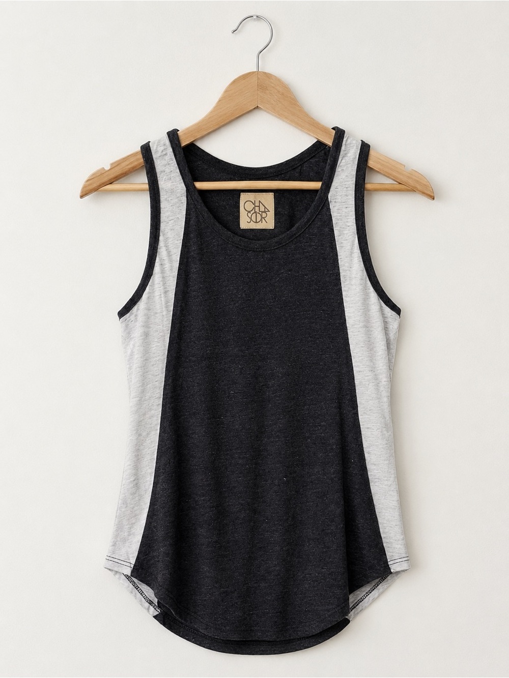 Chaser Colorblock Racerback Tank Top White Black Size Large NWT